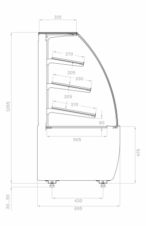 Витрина хлебная Carboma K70 N 1,3-1 LIGHT Bread 9005-0109 (версия 2.0)